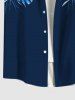 Chemise D'Hibiscus et Feuille Tropicale Imprimées avec Poche de Grande Taille pour Homme - Bleu de Minuit S