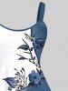 Plus Size Flowers Leaf Contrast Colorblock Print Hawaii Tank Dress -  