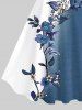 Plus Size Flowers Leaf Contrast Colorblock Print Hawaii Tank Dress -  