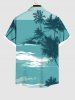Plus Size Coconut Tree Sea Print Hawaii Button Pocket Shirt For Men -  
