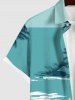 Plus Size Coconut Tree Sea Print Hawaii Button Pocket Shirt For Men -  