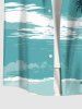Plus Size Coconut Tree Sea Print Hawaii Button Pocket Shirt For Men -  