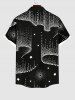 Plus Size Light Beam Tassel Chandelier Stars Print Hawaii Button Pocket Shirt For Men -  