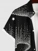 Plus Size Light Beam Tassel Chandelier Stars Print Hawaii Button Pocket Shirt For Men -  