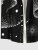 Plus Size Light Beam Tassel Chandelier Stars Print Hawaii Button Pocket Shirt For Men -  