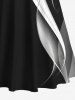 Plus Size Curved Line Colorblock Print Hawaii Crisscross A Line Maxi Dress -  