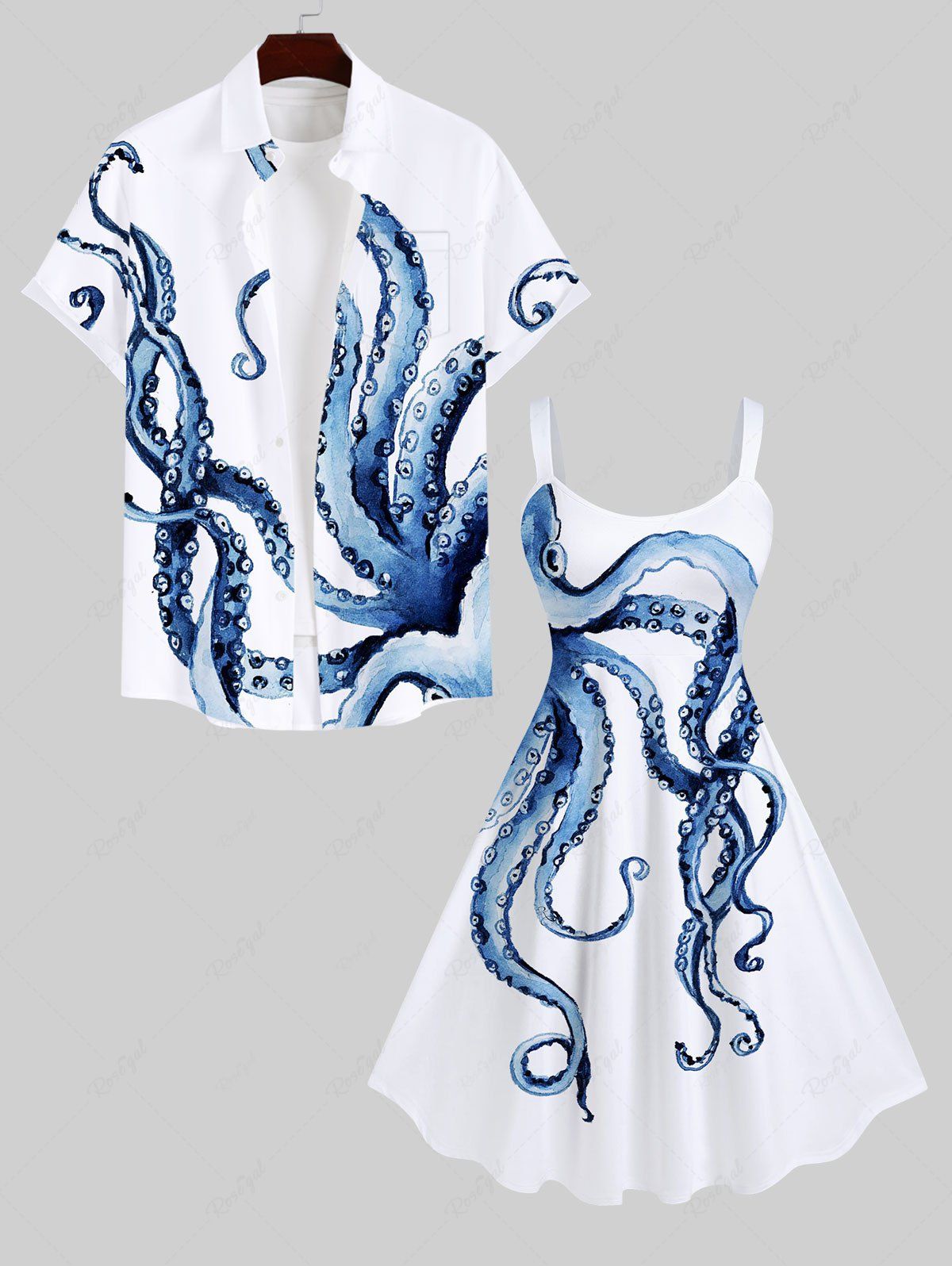 Outfit Octopus Print Plus Size Matching Hawaii Beach Outfit For Couples  