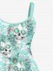 Tropical Leaf Rose Flowers Skulls Print Plus Size Matching Hawaii Beach Outfit For Couples -  
