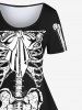 Skeleton Tie Bowknot Print Halloween Plus Size Matching Set For Couples -  
