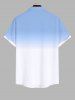 Plus Size Ombre Colorblock Tropical Leaf Flower Sun Print Buttons Pocket Hawaii Shirt For Men -  