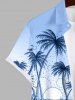Plus Size Ombre Colorblock Tropical Leaf Flower Sun Print Buttons Pocket Hawaii Shirt For Men -  
