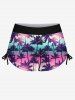 Hawaii Halter Coconut Tree Ombre Print Cinched Boyleg Tankini Swimsuit -  