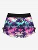 Hawaii Halter Coconut Tree Ombre Print Cinched Boyleg Tankini Swimsuit -  