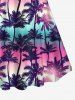Hawaii Halter Coconut Tree Ombre Print Cinched Boyleg Tankini Swimsuit -  