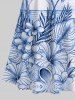 Plus Size Ombre Colorblock Tropical Leaf Flower Sun Print Cold Shoulder Crisscross Hawaii Maxi Dress -  
