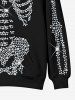 Plus Size 3D Glitter Sparkling Rhinestone Skeleton Print Kangaroo Pocket Drawstring Halloween Hoodie For Men -  