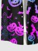 Plus Size Pumpkin Bat Spider Web Print Buttons Pocket Halloween Shirt For Men -  