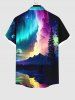 Chemise Imprimé Montagne et Arbre Floral Coloré Grande Taille avec Poche Kangourou pour Homme - Multi-A 2XL