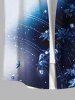 Plus Size Floral Leaves Ombre Galaxy Print Hawaii Button Pocket Shirt For Men -  