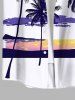 Plus Size Coconut Tree Sky Cloud Sun Print Hawaii Button Pocket Shirt For Men -  
