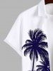 Plus Size Coconut Tree Sky Cloud Sun Print Hawaii Button Pocket Shirt For Men -  