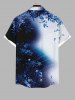 Plus Size Floral Leaves Ombre Galaxy Print Hawaii Button Pocket Shirt For Men -  