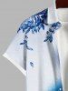 Plus Size Floral Leaves Ombre Galaxy Print Hawaii Button Pocket Shirt For Men -  