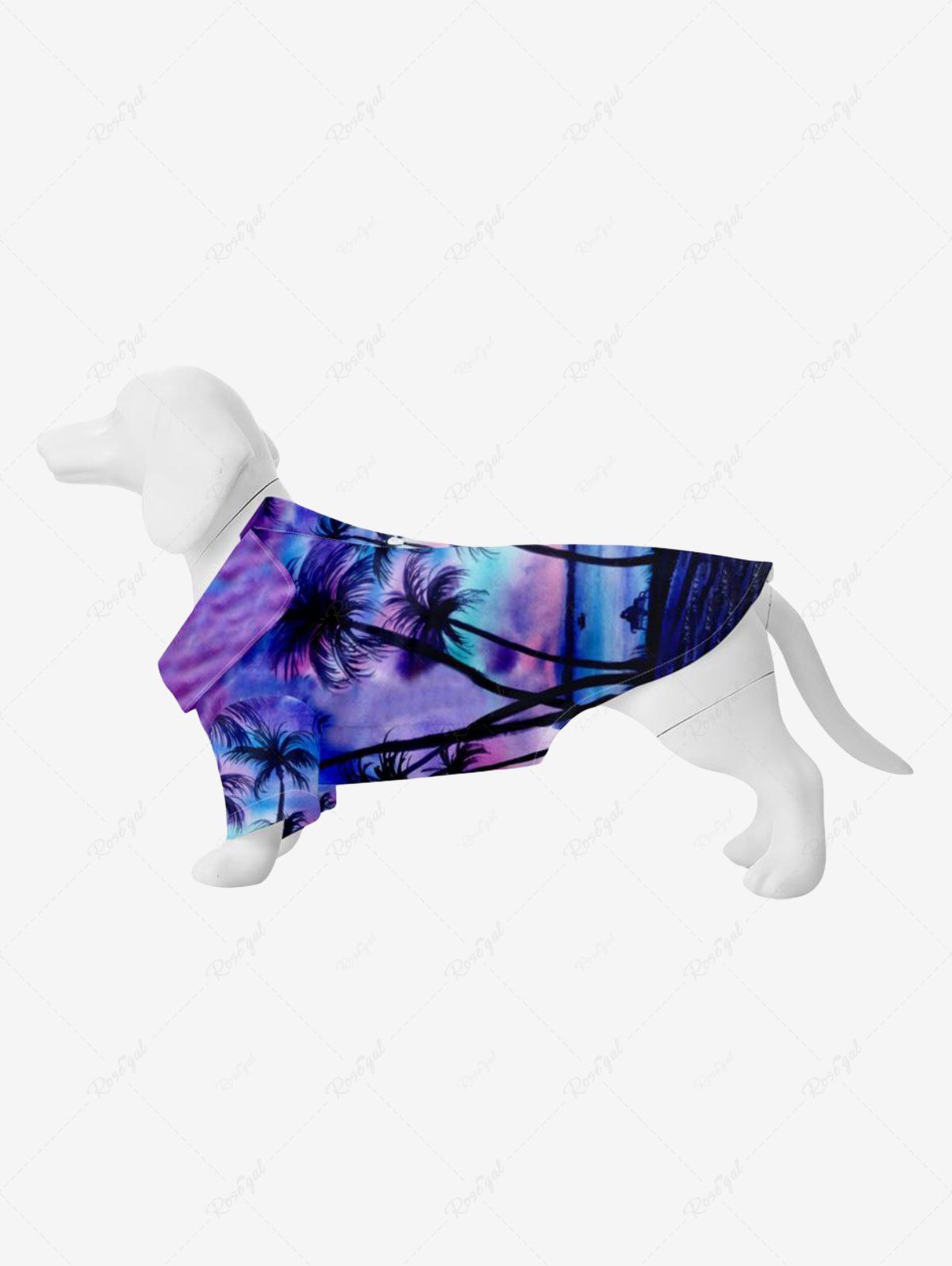Latest Pet's Coconut Tree Tie Dye Ombre Sky Print Tree Hawaii Shirt  