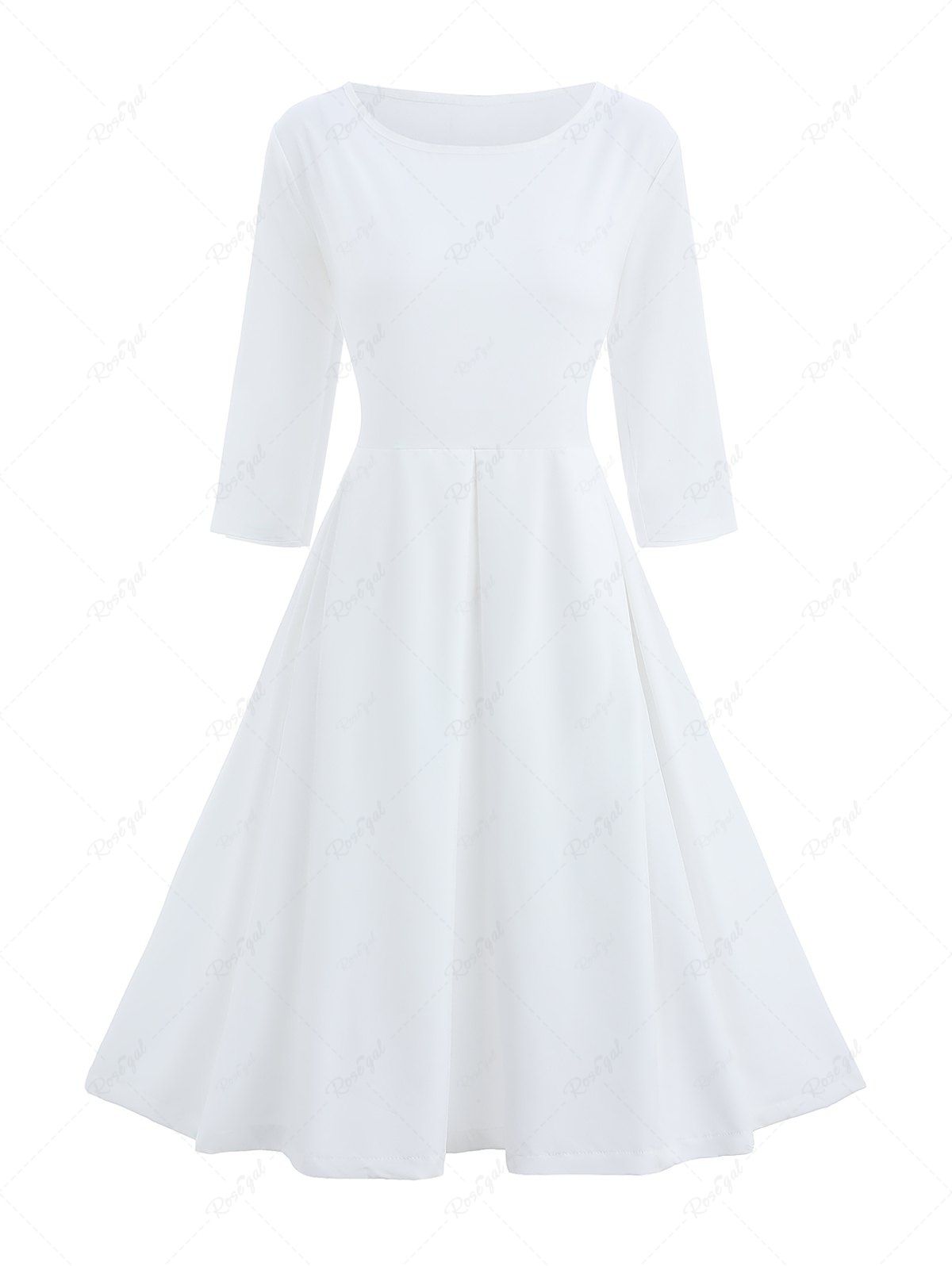Affordable Pleated Solid A Line Dress  