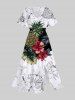 Tropical Leaf Hibiscus Flower Pineapple Print Plus Size Matching Hawaii Beach Outfit For Couples -  