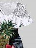 Tropical Leaf Hibiscus Flower Pineapple Print Plus Size Matching Hawaii Beach Outfit For Couples -  