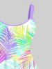 Colorful Ombre Tropical Leaves Print Plus Size Matching Hawaii Beach Outfit For Couples -  