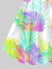 Colorful Ombre Tropical Leaves Print Plus Size Matching Hawaii Beach Outfit For Couples -  