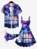 Pet's Coconut Tree Tie Dye Ombre Sky Print Tree Hawaii Shirt -  