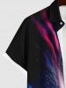 Plus Size Tree Aurora Ombre Sky Galaxy Print Hawaii Button Pocket Shirt For Men -  
