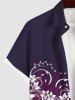 Plus Size Floral Branch Print Hawaii Ombre Button Pocket Shirt For Men -  