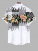 Plus Size Tropical Leaf Flowers Scarf Pattern Print Hawaii Shirt For Men -  