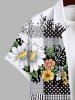 Plus Size Tropical Leaf Flowers Scarf Pattern Print Hawaii Shirt For Men -  