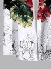 Plus Size Tropical Leaf Hibiscus Flower Pineapple Print Buttons Pocket Hawaii Shirt For Men -  