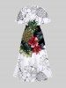 Plus Size Tropical Leaf Hibiscus Flower Pineapple Print Split Hawaii Midi Dress -  
