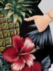 Plus Size Tropical Leaf Hibiscus Flower Pineapple Print Split Hawaii Midi Dress -  