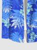 Plus Size Tropical Leaf Hibiscus Flowers Print Buttons Pocket Hawaii Shirt For Men -  