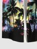 Plus Size Coconut Tree Colorful Tie Dye Galaxy Print Hawaii Button Pocket Shirt For Men -  