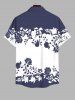 Plus Size Floral Leaves Branch Two Tone Print Hawaii Button Pocket Shirt For Men -  