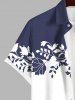 Plus Size Floral Leaves Branch Two Tone Print Hawaii Button Pocket Shirt For Men -  