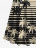 Plus Size Cold Shoulder Coconut Tree Striped Two Tone Print Hawaii Crisscross A Line Maxi Dress -  