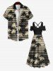 Plus Size Cold Shoulder Coconut Tree Striped Two Tone Print Hawaii Crisscross A Line Maxi Dress -  