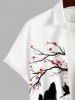 Plus Size Tree Sun Mountain Ink Painting Print Button Pocket Shirt For Men -  