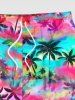 Plus Size Coconut Tree Colorful Tie Dye Ombre Print Hawaii Drawstring Beach Shorts For Men -  