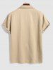 Men's Casual Solid Color Camp Collar Front Pocket Design Button Up Short Sleeves Shirt -  